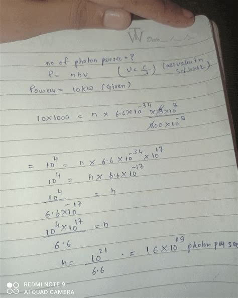 If power of light is 10kw and wavelength 300nm then find number of ...