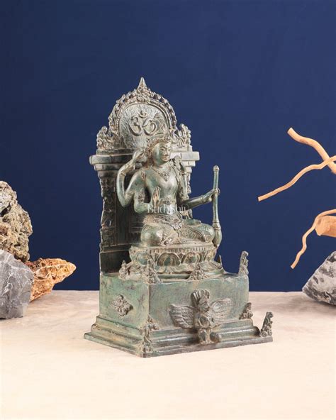 Buy Indonesian Bronze Lord Vishnu Seated on a Throne with Garuda ...