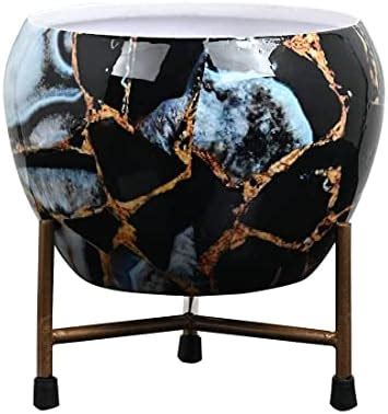 DealFry Designer Hand Painted Metal Pots with Stand for Indoor Plant ...
