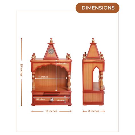 Alaya Wall Mount Pooja Mandir without Door (Teak Gold)