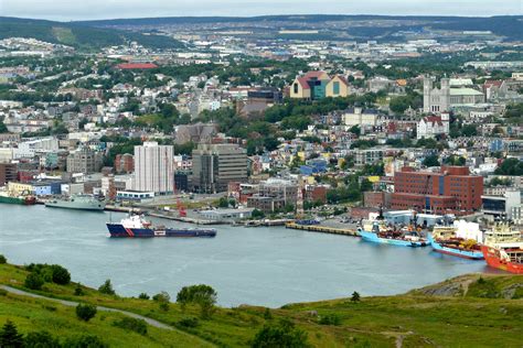 The harbour of St. John's Newfoundland from historic Signal Hill ...