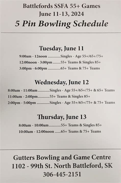 Five Pin Bowling — SASKATCHEWAN SENIOR FITNESS 55+ PROVINCIAL GAMES