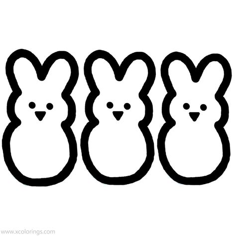Marshmallow Peeps Coloring Pages 3 Chicks and 3 Bunnies - XColorings.com