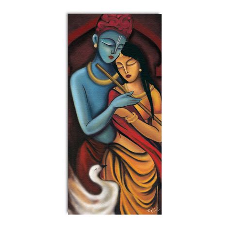Radha Krishna Abstract Original Design Canvas Printed Wall Painting ...