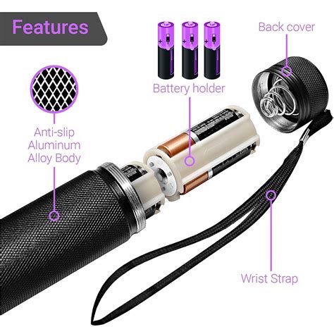 KOBRA UV Black Light Flashlight 100 LED #1 Best UV Light and Blacklight ...