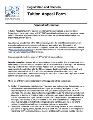HFCC Tuition Appeal Form - Blank Fillable Template | Fill Out, Print ...