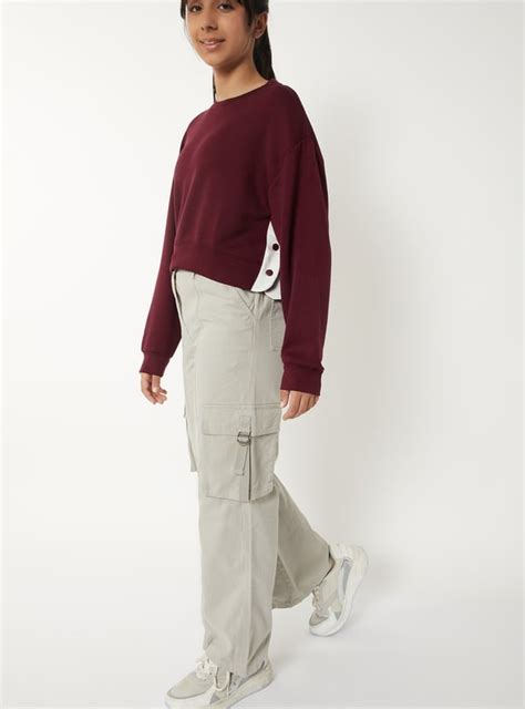 Buy Girls Solid Wide Leg Cargo Trousers Online at just Rs. 899.0 ...
