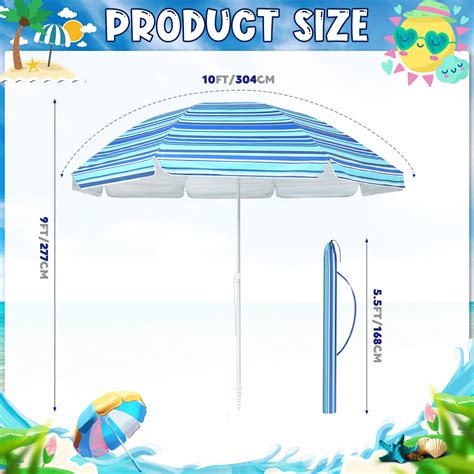 10ft Extra Large Beach Umbrella with Sand Anchor Big Beach Umbrella ...
