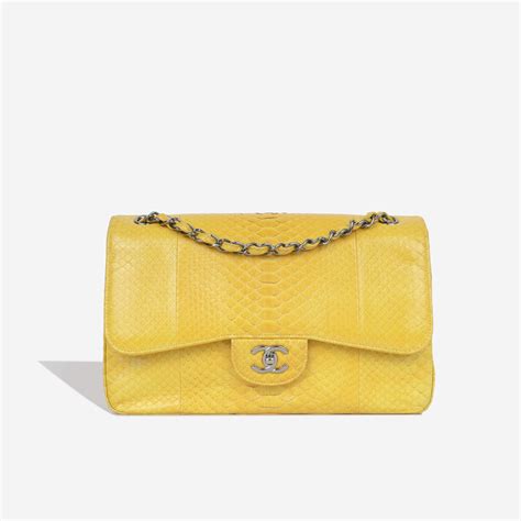 Chanel - Classic Flap Bag - Jumbo - Yellow Python - SHW - Pre Loved ...