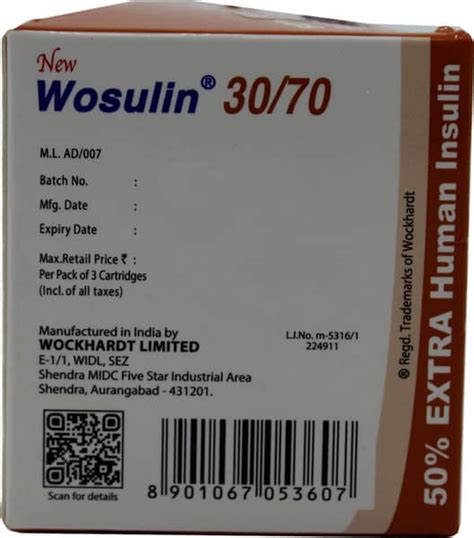 Wosulin 100 IU/ML Injection (9): Uses, Side Effects, Price & Dosage ...