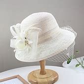 Hats Headwear Tulle Bucket Hat Straw Hat Sun Hat Casual Holiday ...
