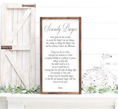 Serenity prayer long version wood framed canvas sign serenity prayer ...