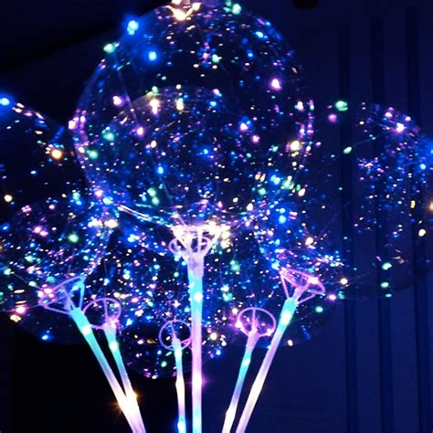 Buy 10 Pack LED Balloons, 20 Inch Clear Light up Balloons with Sticks ...