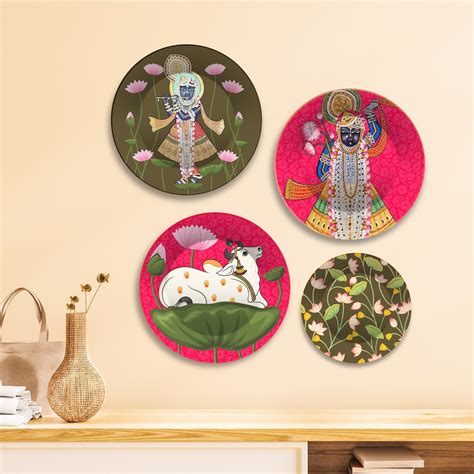 Pichwai Art of Shrinath ji Wall Plates Painting Set of Four – Vibecrafts