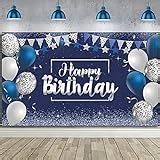 Buy Dermijer Happy Birthday Decoration Banner, Navy Blue Happy Birthday ...