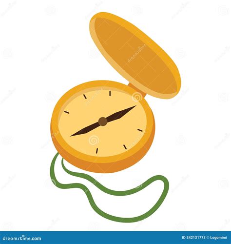 Compass Vector Image, Pocket Compass with Lanyard Flat Illustration ...