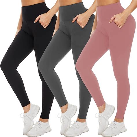 Buy 3 Pack Leggings for Women Non See Through-Workout High Waisted ...