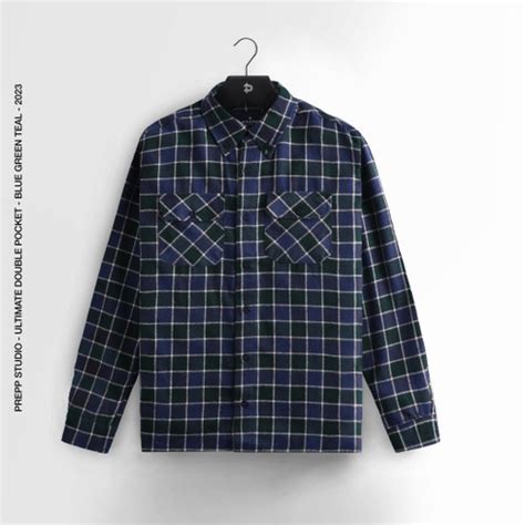 Jual KEMEJA PREPP STUDIO ULTIMATE DOUBLE POCKET FLANNEL BLUE GREEN TEAL ...