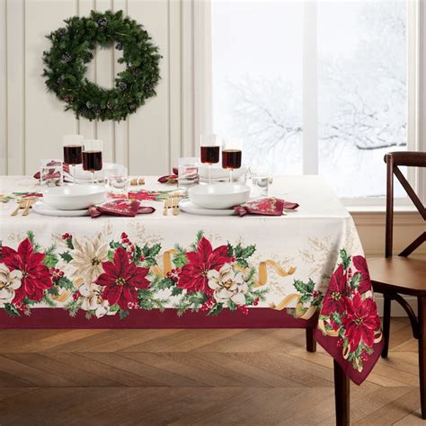 Elrene Home Fashions Poinsettia Garlands Table Runner - 13"x70" Indoor ...