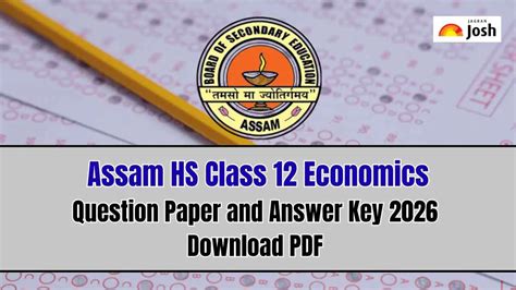 Assam HS Class 12 Economics Question Paper and Answer Key 2026 ...