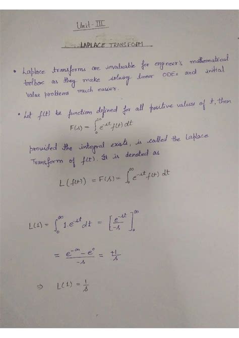 Maths Notes Unit 3: Understanding Laplace Theorem and Transform ...