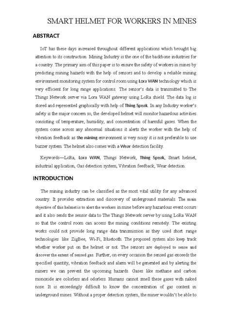 Io T Based Smart Helmet for Workers in Mines Using Lora WAN - SMART ...