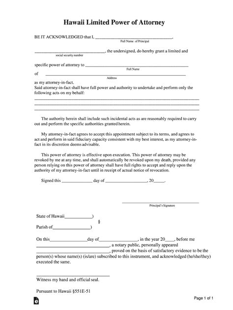 HI Limited Power of Attorney Form - Fill Online, Printable, Fillable ...