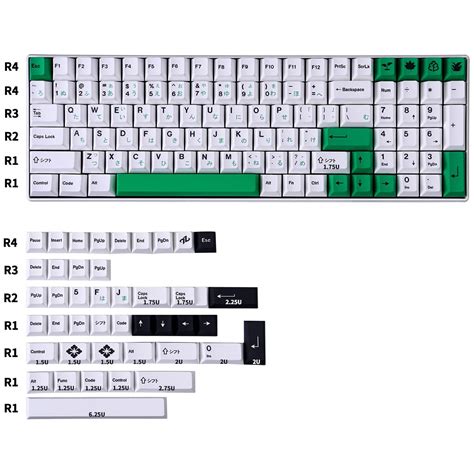 Buy Keycap 143 Keys Cherry Profile PBT DYE-SUB Japanese Custom Green ...