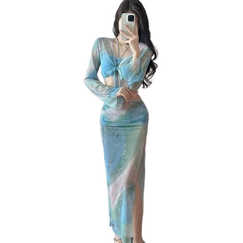 4 Pcs Swimsuit for Women Halters Swimming Suit See Through Swimwear ...