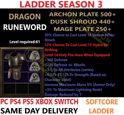 Buy PC PS4 PS5 XBOX SWITCH LADDER All Armor Glove Shield DIABLO 2 ...