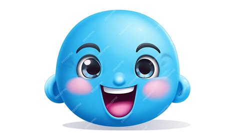 Shy Face with Blushing Cheeks Emoji Powder Blue Generative AI | Premium ...
