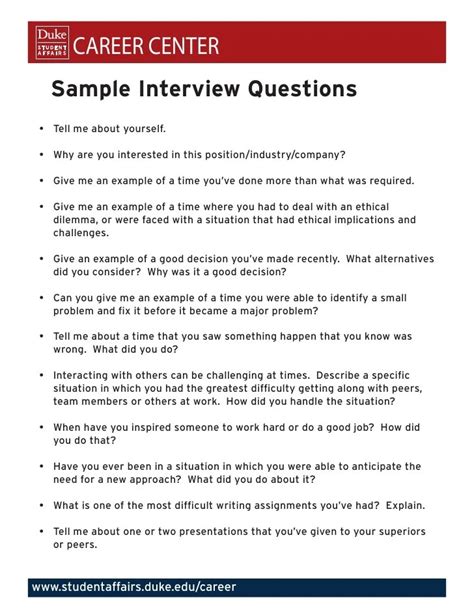 Image result for Basic Interview Questions Printable