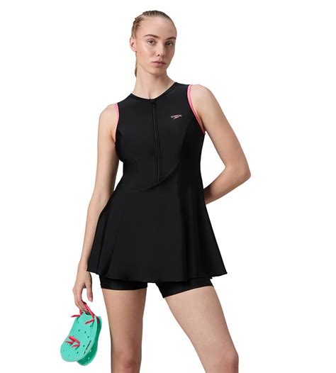 Buy Speedo Women's Endurance10 Closedback Swimdress With Boyleg - Black ...