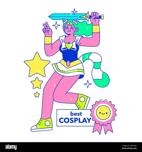 Cosplay. Young woman dressed up as superheroe fighting with a sword ...