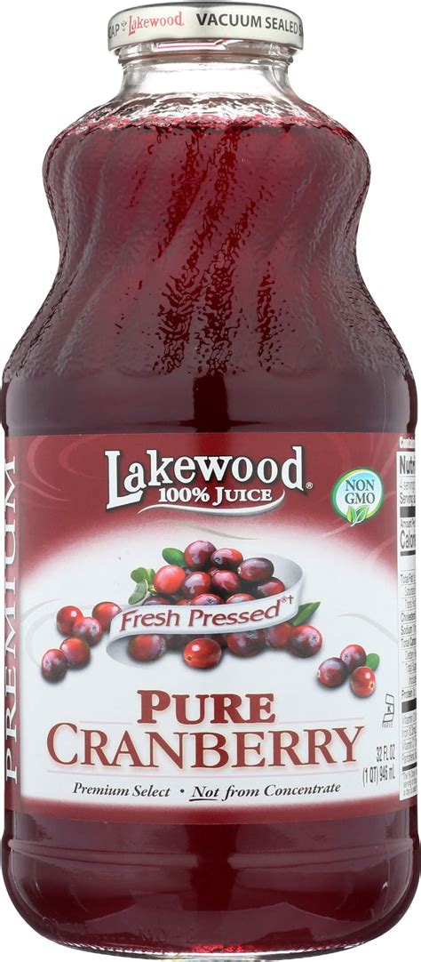Amazon.com : Lakewood, Pure Cranberry Juice, 32 oz : Fruit Juices ...
