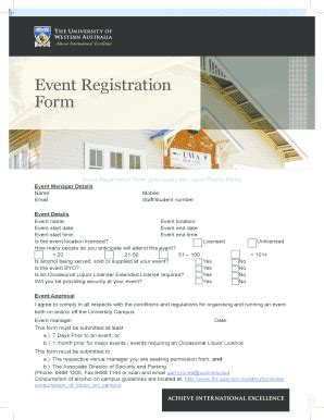 Fillable Online Event Registration Form - The University of Western ...