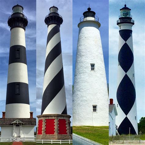 North Carolina Outer Banks Lighthouses-Bodie Island, Cape Hatteras ...