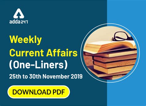 Weekly Current Affairs One-Liners | 25th to 30th November 2019