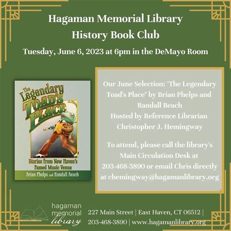 June 2023 History Book Club Meeting: "The Legendary Toads Place" by ...