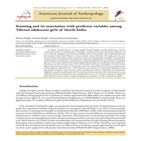 Stunting and its association with predictor variables among Tibetan adolescent girls of North ...