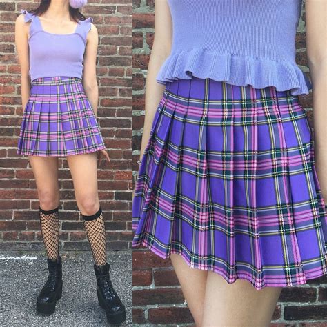 KAWAII LAVENDER PURPLE PLAID SKIRT | Plaid outfits, Purple plaid skirt ...