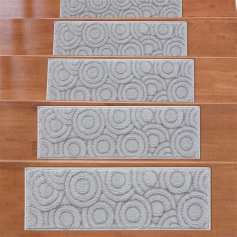 Valencia Dark Gray Circles Non-Slip Stair Treads Rug – Beverly Rug