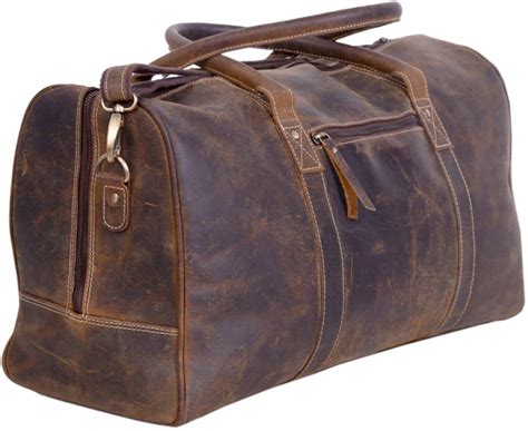 Komalc Leather Travel Bag for Men and Women Weekend Bag Duffle Bag ...