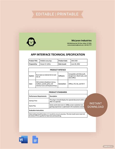 FREE Technical Specification Templates - Download in Word, Google Docs ...