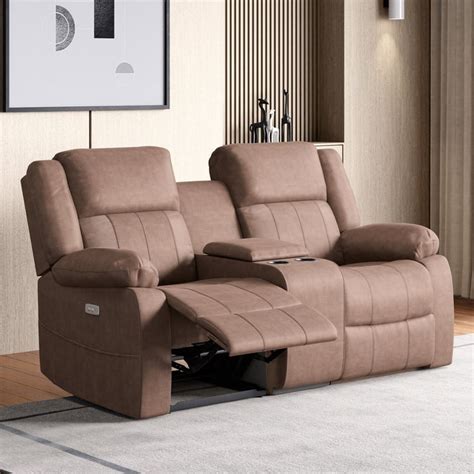Buy Denver Fabric 2-Seater Electric Recliner Set - Brown from Home ...