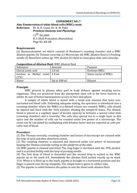 Enumeration of white blood cell (WBC) count - Human Anatomy ...