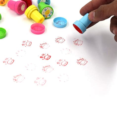 4803 Emoticon Stamps 8 pieces in Round Shape Stamp for Kids Theme — DeoDap