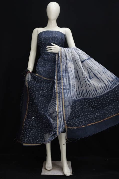 Pure Kota Doria Cotton Hand Block Printed 3 pc Salwar Suit - Leheriya.com