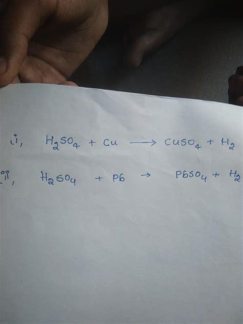 predict reaction of 1 N Sulphuric acid with : (i) copper (ii)lead (iii ...