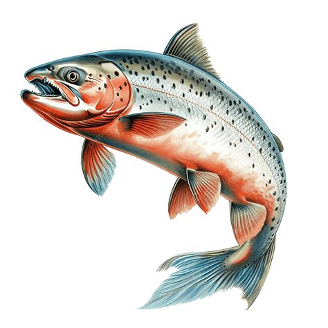Salmon Fish Jumping Retro, Salmon, Fish, Jumping PNG Transparent Image ...